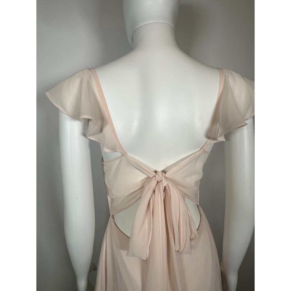 Azazie Blush Pink Bridesmaid Dress Size A6 Sweetheart Chiffon Maxi Gown - Picture 5 of 7